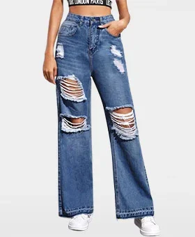 Wide leg Ripped Jeans